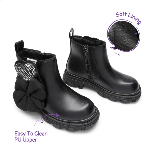 Girls Interchangeable Chelsea Boots - BLACK - 4